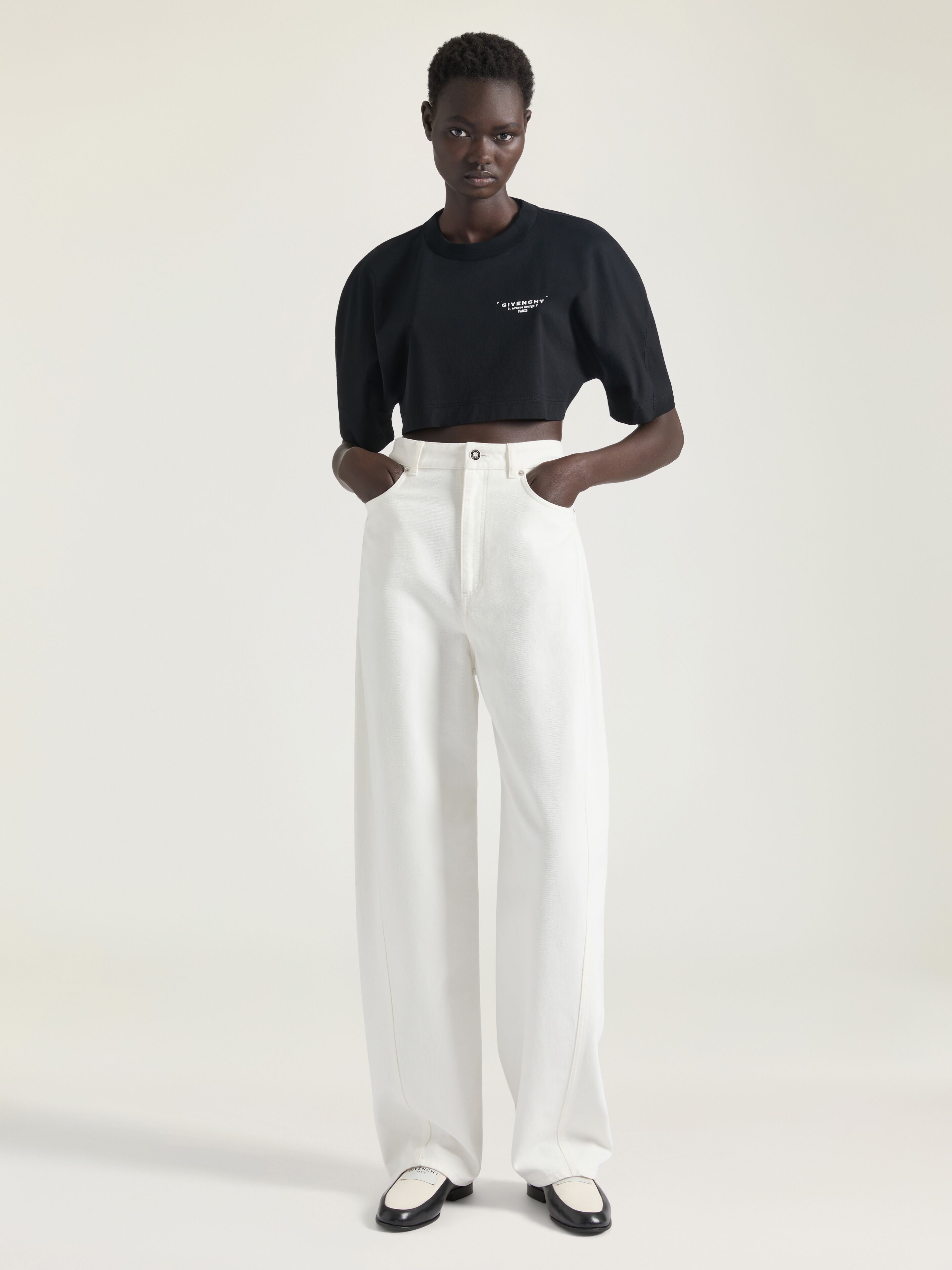 Cropped fit t-shirt in cotton with GIVENCHY Stamp print